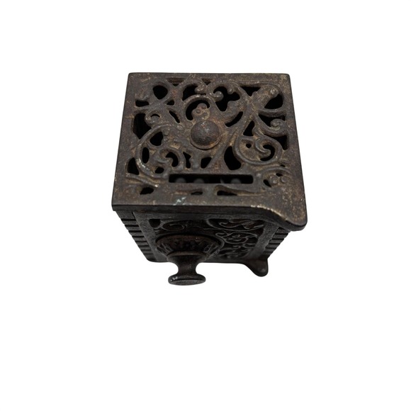 Antique Cast Iron Kenton Combination Safe Bank Filigree Metal Coin Bank - Picture 2 of 7